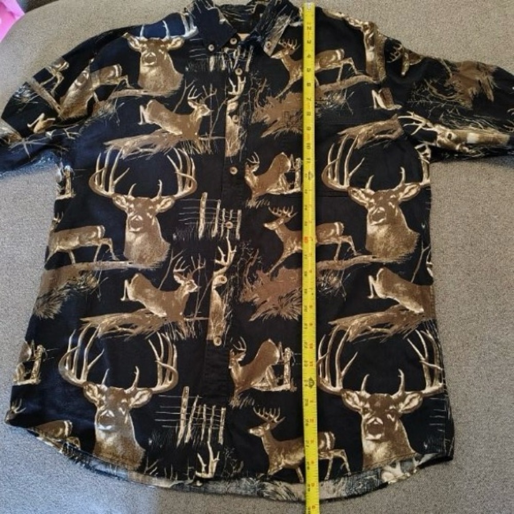 Rugged Earth Outfitters Buck Deer Long Sleeve Button Up Shirt Men L Camo Hunting - Picture 5 of 9